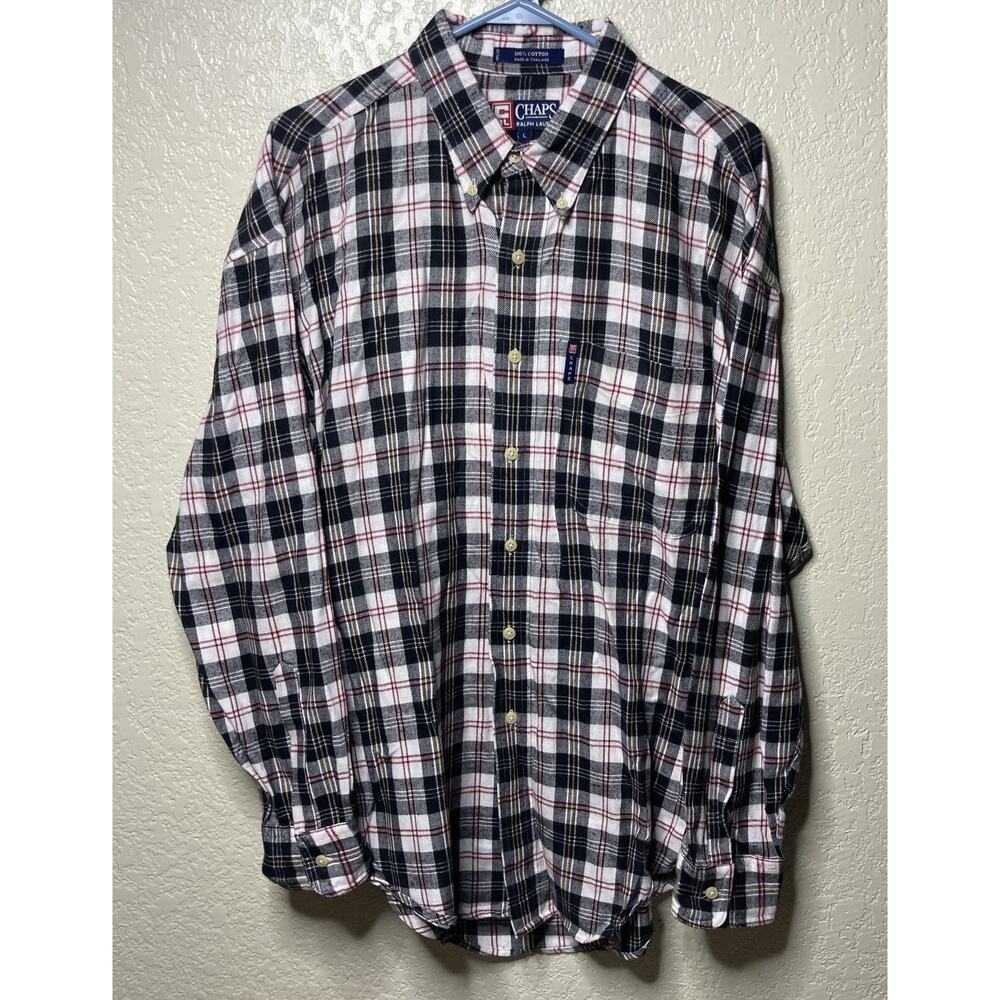 Vintage Chaps Ralph Lauren Flannel Shirt Mens Large Plaid Long Sleeve